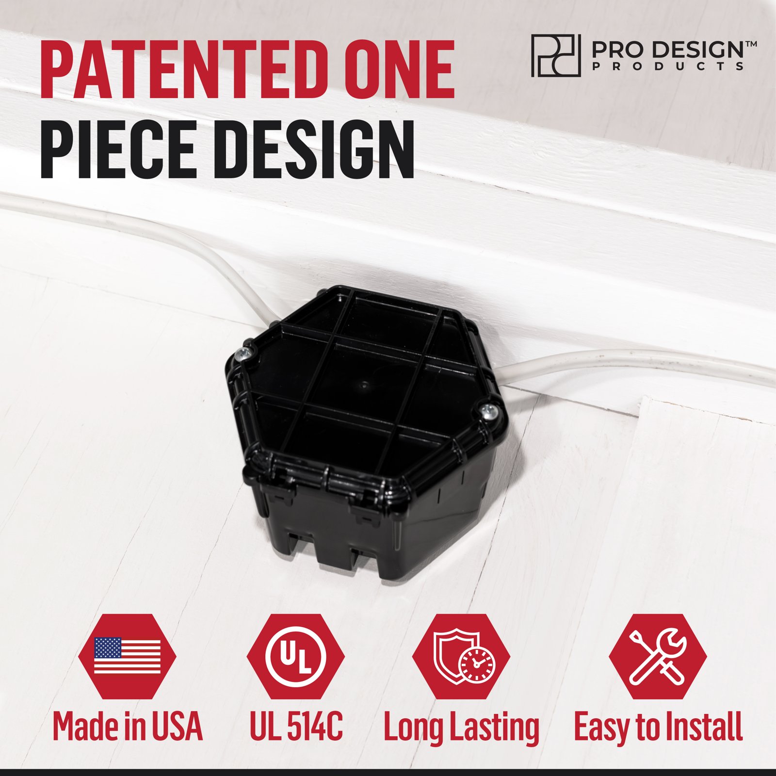 Open Splice Junction Box 1 Open Splice Junction Box, black one-piece hinged enclosure