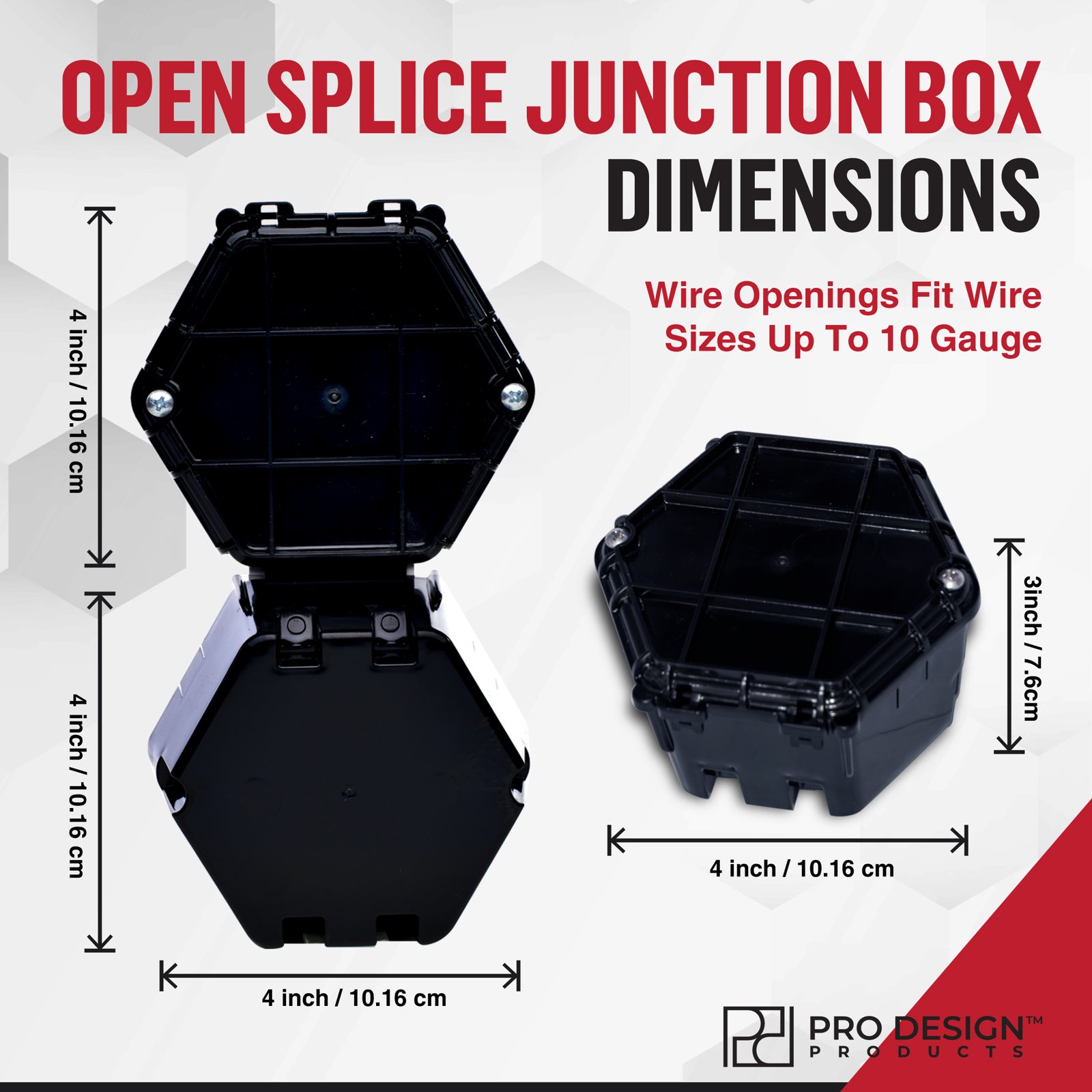 Open Splice Junction Box 4 Open Splice Junction Box dimensions 4 x 4 x 3 in