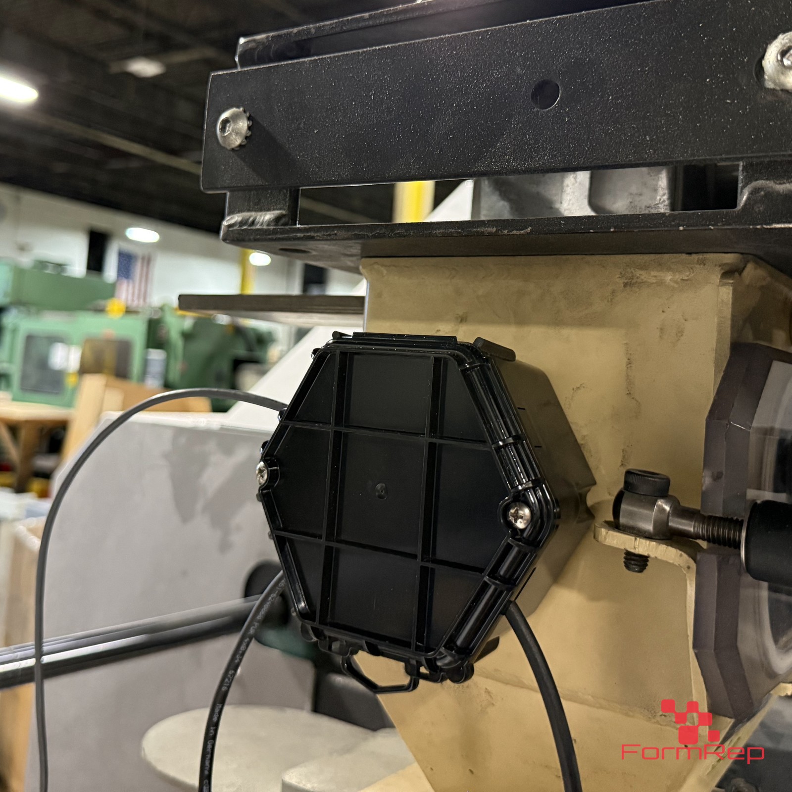 Open Splice Junction Box on a hopper bracket Open Splice Junction Box mounted on a hopper bracket