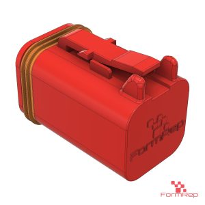 Socket Lock 6-pin DT-style sealing plug, red, with molded FormRep logo