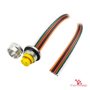 7/8" 5-Pin Female Front Panel-Mount Receptacle, Pre-Wired Leads