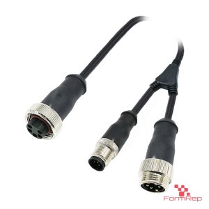 7/8" 5-Pin Y-Splitter Cable, Female to 7/8" Male and M12 Male