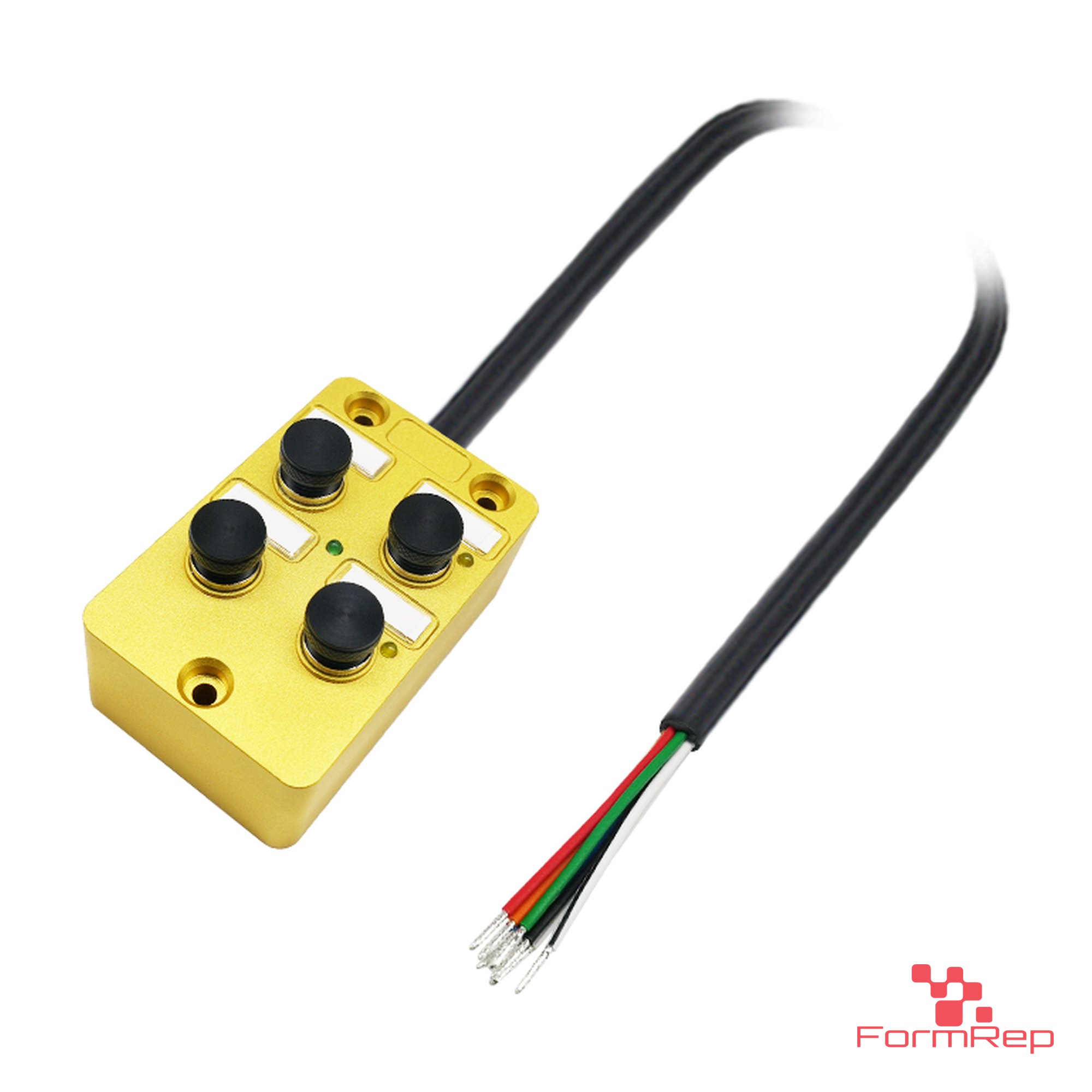 M12 4-Port Junction Box, 3-Pin, with Home-Run Cable, Open End M12 4-Port Junction Box, 3-Pin, with Home-Run Cable, Open End