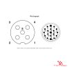 M12 6-Port Junction Box, 5-Pin, with M23 19-Pin Connector, pin layout M12 6-Port Junction Box, 5-Pin, with M23 19-Pin Connector, pin layout