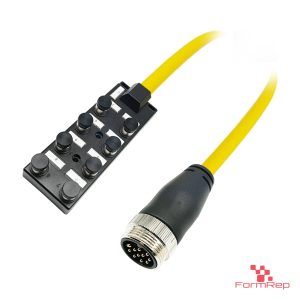 M12 8-Port Junction Box, 5-Pin, with 1 1/8"-16UN Home-Run Cable