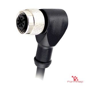 M12 A-coded female right-angle overmolded cable, black cable