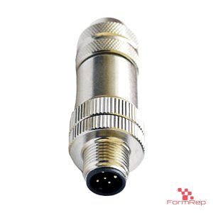 M12 A-Coded Field-Attachable Connector, Metal, Shielded, male straight