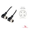 M12 A-Coded Female to Female Right-Angle Cable, 4-pin M12 A-Coded Female to Female Right-Angle Cable, 4-pin with pin layout