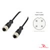 M12 A-Coded Female to Female Straight Cable, 4-pin M12 A-Coded Female to Female Straight Cable, 4-pin with pin layout