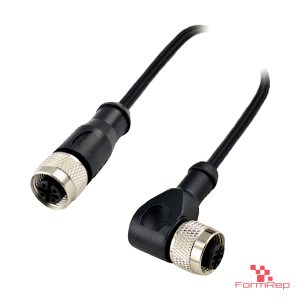 M12 A-Coded Female Straight to Female Right-Angle Cable
