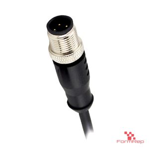 M12 A-coded male straight overmolded cable, black cable