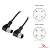 M12 A-Coded Male Right-Angle to Female Right-Angle Cable, 4-pin M12 A-Coded Male Right-Angle to Female Right-Angle Cable, 4-pin with pin layout