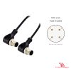 M12 A-Coded Male to Male Right-Angle Cable, 4-pin M12 A-Coded Male to Male Right-Angle Cable, 4-pin with pin layout