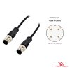 M12 A-Coded Male to Male Straight Cable, 4-pin M12 A-Coded Male to Male Straight Cable, 4-pin with pin layout