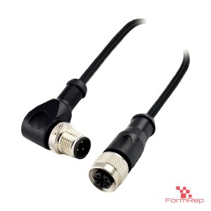 M12 A-Coded Male Right-Angle to Female Straight Cable