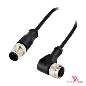 M12 A-Coded Male Straight to Female Right-Angle Cable