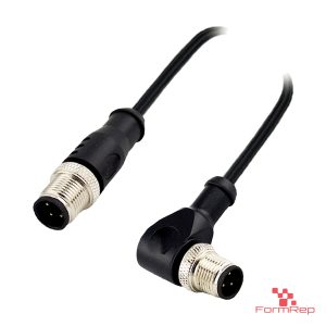 M12 A-Coded Male Straight to Male Right-Angle Cable