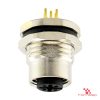 M12 A-Coded Panel-Mount Receptacle, PCB Pins, female straight, front mount