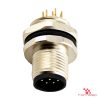 M12 A-Coded Panel-Mount Receptacle, PCB Pins, male straight, rear mount