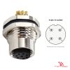 M12 A-Coded Panel-Mount Receptacle, Solder Cups, female straight, front mount, 4-pin with pin layout