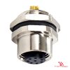 M12 A-Coded Panel-Mount Receptacle, Solder Cups, female straight, rear mount