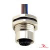 M12 A-Coded Panel-Mount Receptacle, Pre-Wired Leads, female straight, front mount