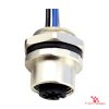 M12 A-Coded Panel-Mount Receptacle, Pre-Wired Leads, female straight, rear mount