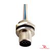 M12 A-Coded Panel-Mount Receptacle, Pre-Wired Leads, male straight, rear mount