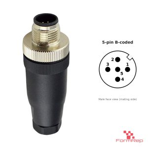 M12 B-Coded Field-Attachable Connector, Solder Termination, male straight
