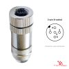 M12 B-Coded Field-Attachable Connector, Metal, Shielded, female straight