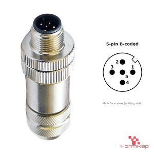 M12 B-Coded Field-Attachable Connector, Metal, Shielded, male straight