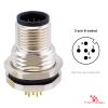 M12 B-Coded Panel-Mount Receptacle, PCB Pins, male straight, front mount