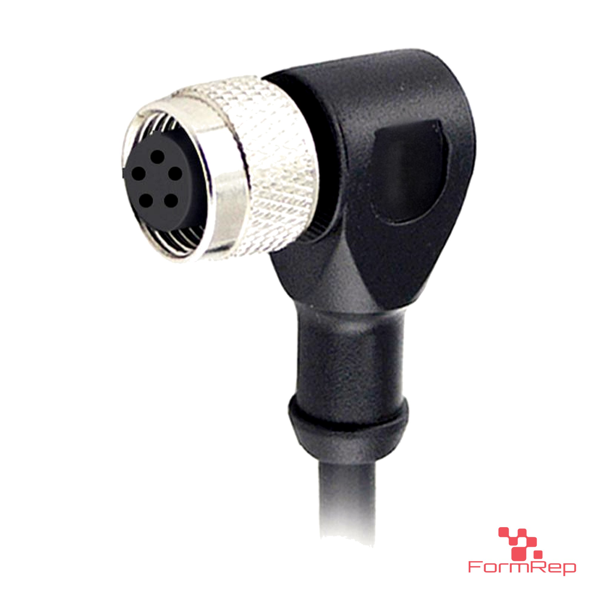 M12 C-Coded Female Right-Angle Molded Cable, Single-Ended M12 C-Coded Female Right-Angle Molded Cable, Single-Ended