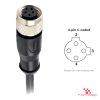 M12 C-Coded Female Straight Molded Cable, Single-Ended, 4-pin, with pin layout M12 C-Coded Female Straight Molded Cable, Single-Ended, 4-pin, with pin layout