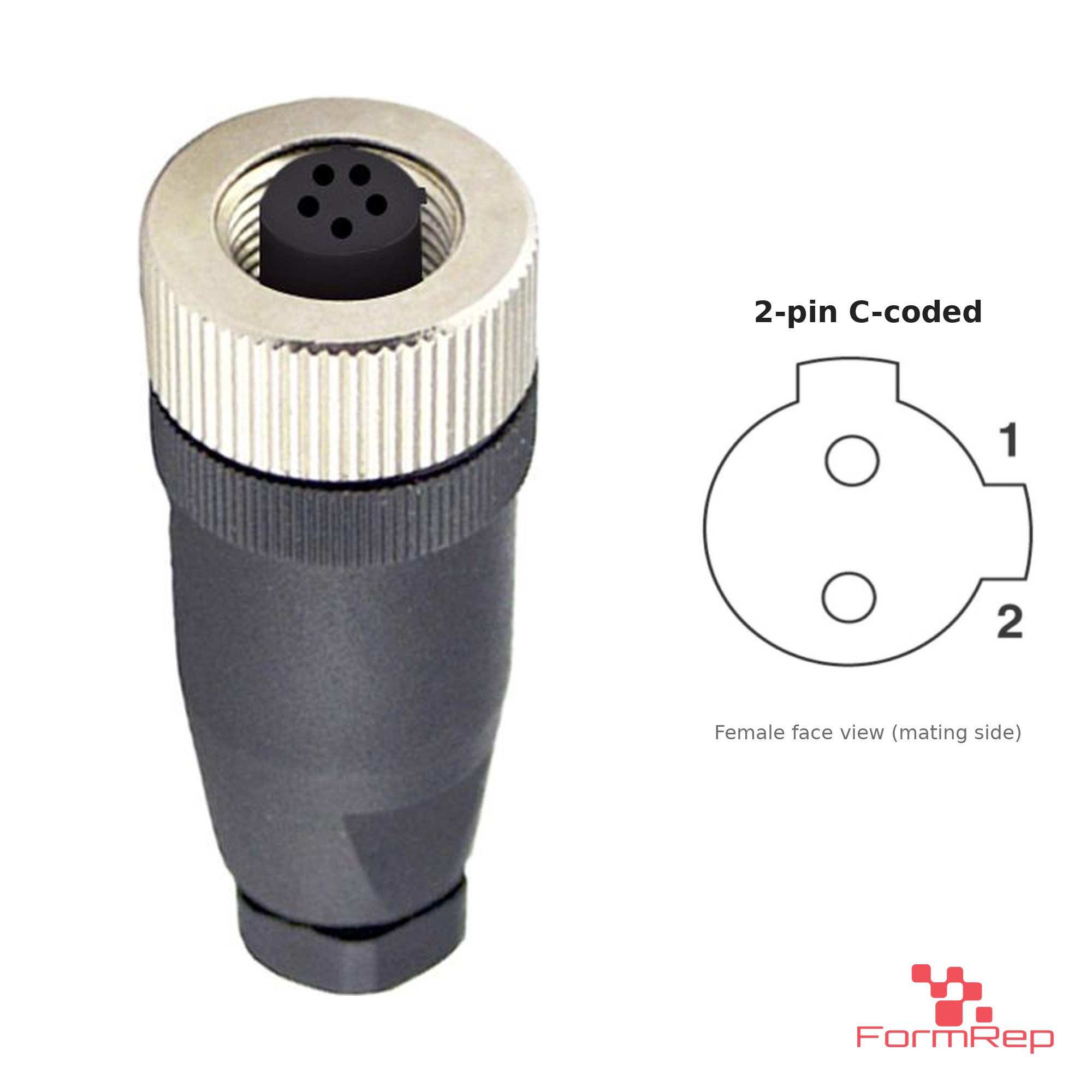 M12 C-Coded Field-Attachable Connector, Solder Termination, female straight, 2P.jp-pin M12 C-Coded Field-Attachable Connector, Solder Termination, female straight, 2P.jp-pin