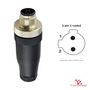 M12 C-Coded Field-Attachable Connector, Solder Termination, male straight, 2P.jp-pin