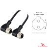 M12 C-Coded Female to Female Right-Angle Cable, 2-pin, with pin layout M12 C-Coded Female to Female Right-Angle Cable, 2-pin, with pin layout