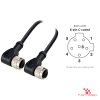 M12 C-Coded Female to Female Right-Angle Cable, 6-pin, with pin layout M12 C-Coded Female to Female Right-Angle Cable, 6-pin, with pin layout