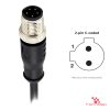 M12 C-Coded Male Straight Molded Cable, Single-Ended, 2-pin, with pin layout M12 C-Coded Male Straight Molded Cable, Single-Ended, 2-pin, with pin layout