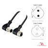 M12 C-Coded Male Right-Angle to Female Right-Angle Cable, 2-pin, with pin layout