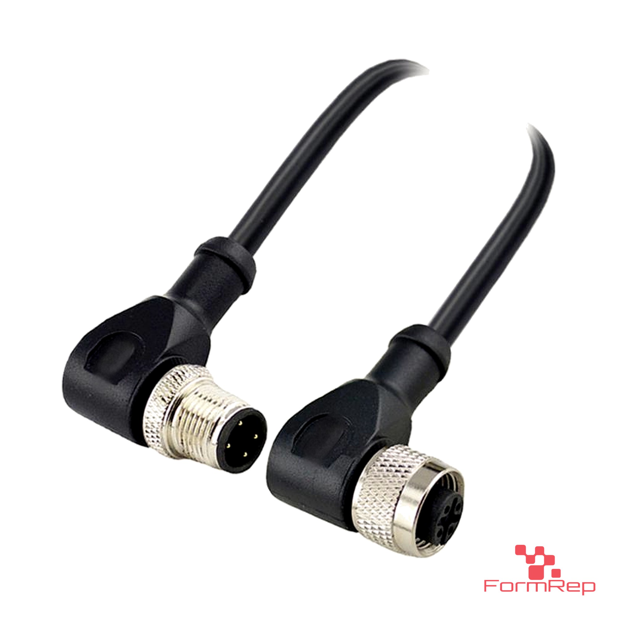 M12 C-Coded Male Right-Angle to Female Right-Angle Cable