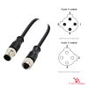 M12 C-Coded Male to Female Straight Extension Cable, 4-pin, with pin layout