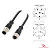 M12 C-Coded Male to Female Straight Extension Cable, 6-pin, with pin layout