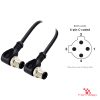 M12 C-Coded Male to Male Right-Angle Cable, 4-pin, with pin layout M12 C-Coded Male to Male Right-Angle Cable, 4-pin, with pin layout