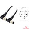 M12 C-Coded Male to Male Right-Angle Cable, 6-pin, with pin layout M12 C-Coded Male to Male Right-Angle Cable, 6-pin, with pin layout