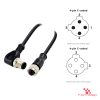M12 C-Coded Male Right-Angle to Female Straight Cable, 4-pin, with pin layout M12 C-Coded Male Right-Angle to Female Straight Cable, 4-pin, with pin layout