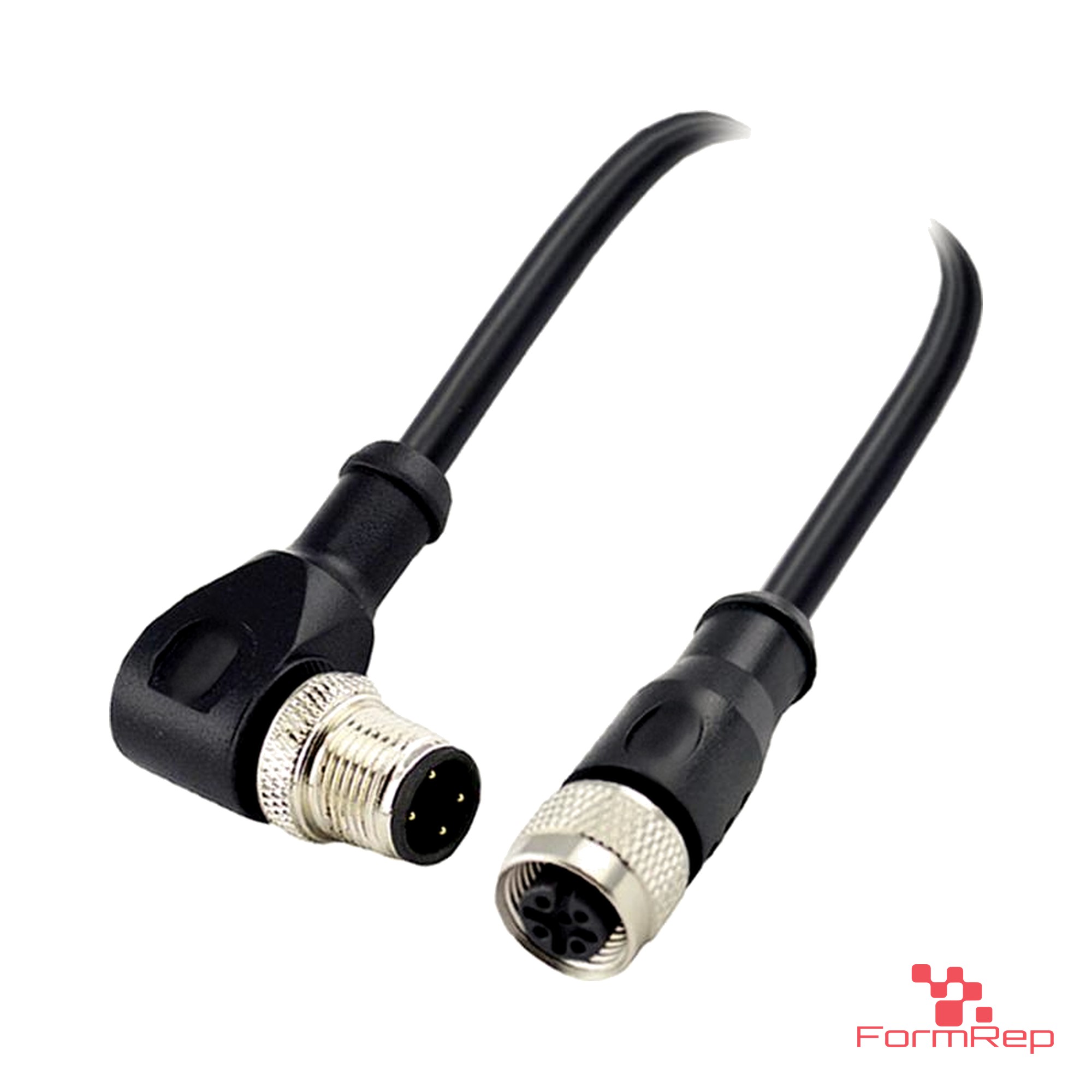 M12 C-Coded Male Right-Angle to Female Straight Cable M12 C-Coded Male Right-Angle to Female Straight Cable