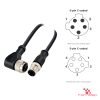 M12 C-Coded Male Straight to Female Right-Angle Cable, 5-pin, with pin layout M12 C-Coded Male Straight to Female Right-Angle Cable, 5-pin, with pin layout