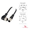 M12 C-Coded Male Straight to Female Right-Angle Cable, 6-pin, with pin layout M12 C-Coded Male Straight to Female Right-Angle Cable, 6-pin, with pin layout