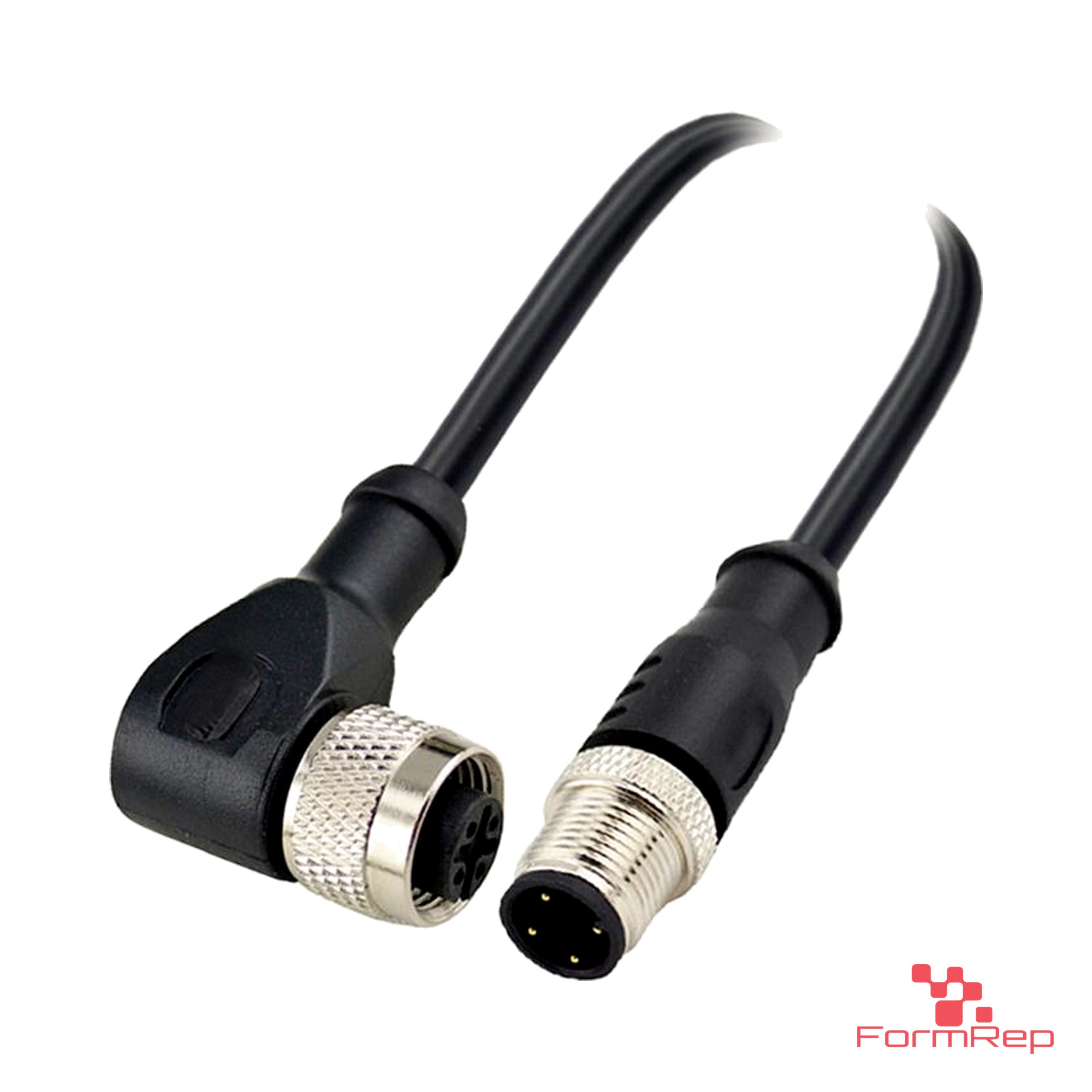 M12 C-Coded Male Straight to Female Right-Angle Cable M12 C-Coded Male Straight to Female Right-Angle Cable